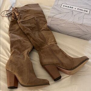 Chase + Chloe Women's Brown Over the Knee Boots